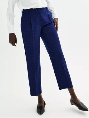 Nine West Navy with Bright Blue Windowpane Straight Pants